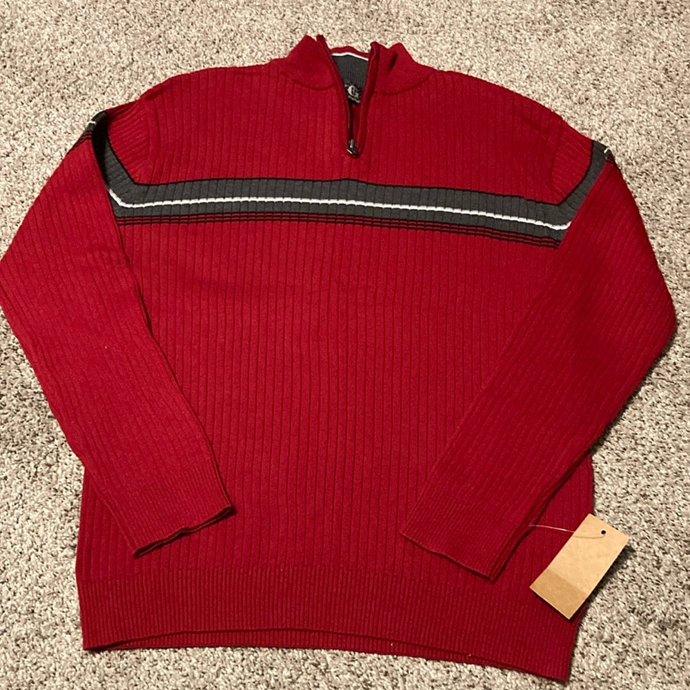 New XG red 1/4 zip pullover sweater, boys size large 14/16